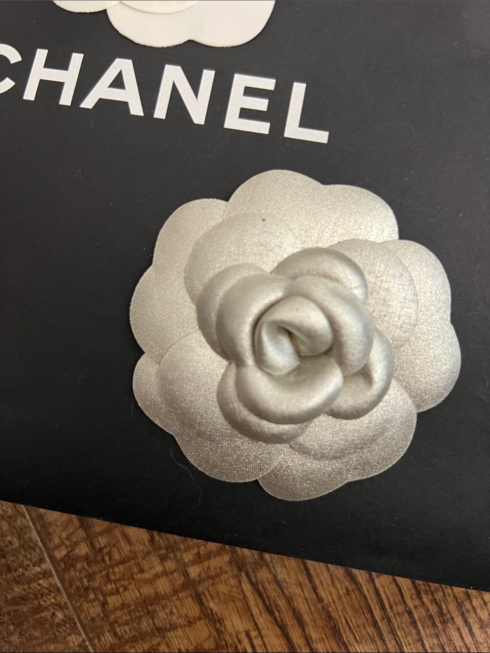 CHANEL Gift Wrapping Silver Camellia Flower